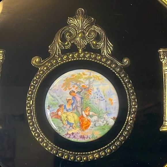 Fragonard Limoges Victorian Courting Scene Porcelain Plaque Shadowbox Gold frame - Picture 2 of 7
